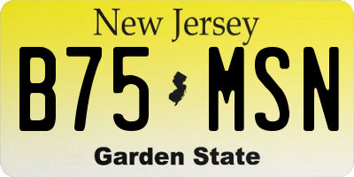 NJ license plate B75MSN