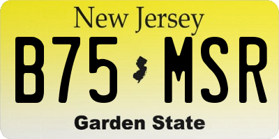 NJ license plate B75MSR