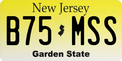 NJ license plate B75MSS
