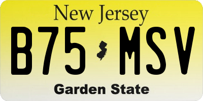 NJ license plate B75MSV