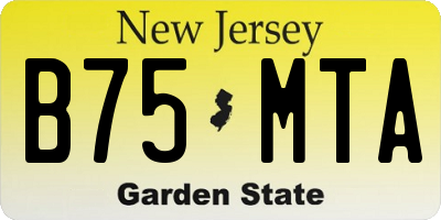 NJ license plate B75MTA