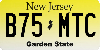 NJ license plate B75MTC