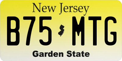NJ license plate B75MTG