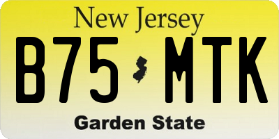NJ license plate B75MTK