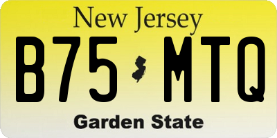 NJ license plate B75MTQ