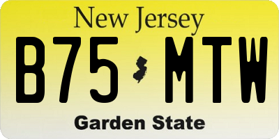 NJ license plate B75MTW