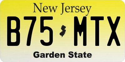 NJ license plate B75MTX
