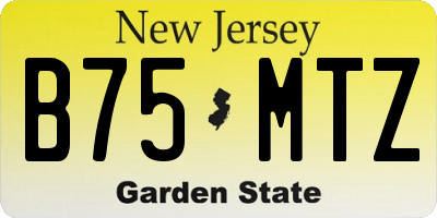 NJ license plate B75MTZ