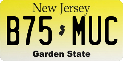 NJ license plate B75MUC