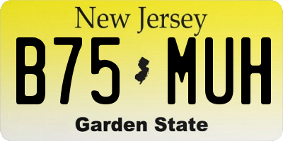 NJ license plate B75MUH