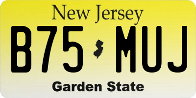NJ license plate B75MUJ