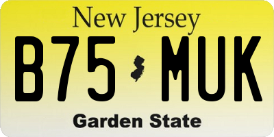 NJ license plate B75MUK