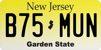 NJ license plate B75MUN