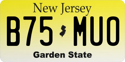 NJ license plate B75MUO
