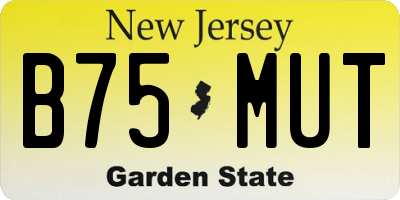 NJ license plate B75MUT