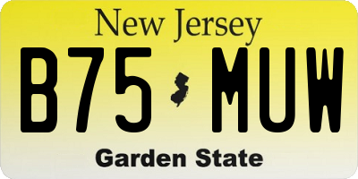 NJ license plate B75MUW