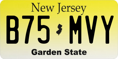 NJ license plate B75MVY