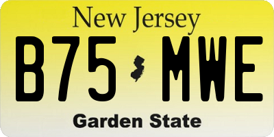 NJ license plate B75MWE