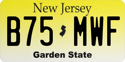 NJ license plate B75MWF