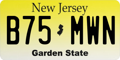 NJ license plate B75MWN