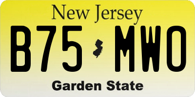 NJ license plate B75MWO
