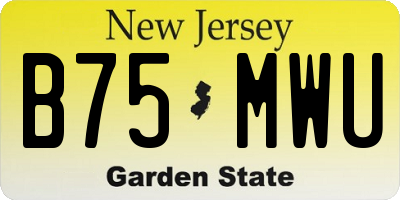 NJ license plate B75MWU