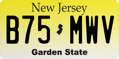 NJ license plate B75MWV