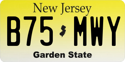 NJ license plate B75MWY
