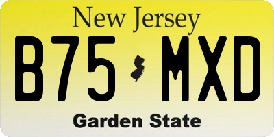 NJ license plate B75MXD