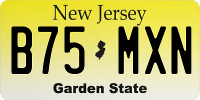 NJ license plate B75MXN