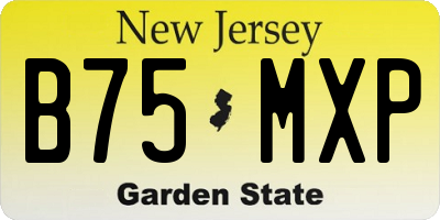 NJ license plate B75MXP