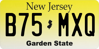 NJ license plate B75MXQ