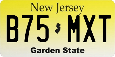 NJ license plate B75MXT