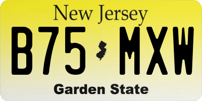 NJ license plate B75MXW