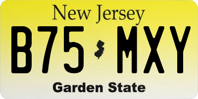 NJ license plate B75MXY
