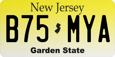 NJ license plate B75MYA