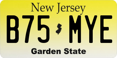 NJ license plate B75MYE