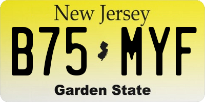 NJ license plate B75MYF