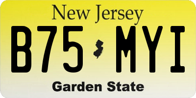 NJ license plate B75MYI