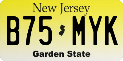 NJ license plate B75MYK