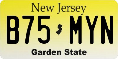 NJ license plate B75MYN