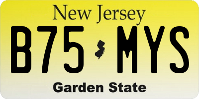 NJ license plate B75MYS