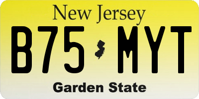 NJ license plate B75MYT