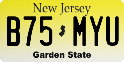 NJ license plate B75MYU