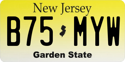 NJ license plate B75MYW