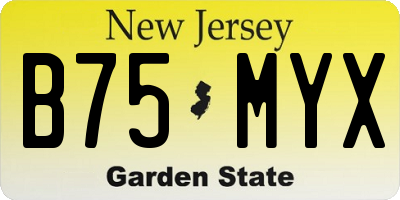NJ license plate B75MYX