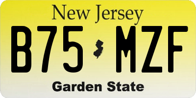 NJ license plate B75MZF