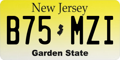 NJ license plate B75MZI