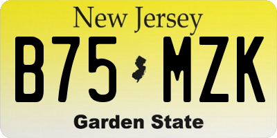 NJ license plate B75MZK