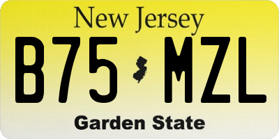 NJ license plate B75MZL